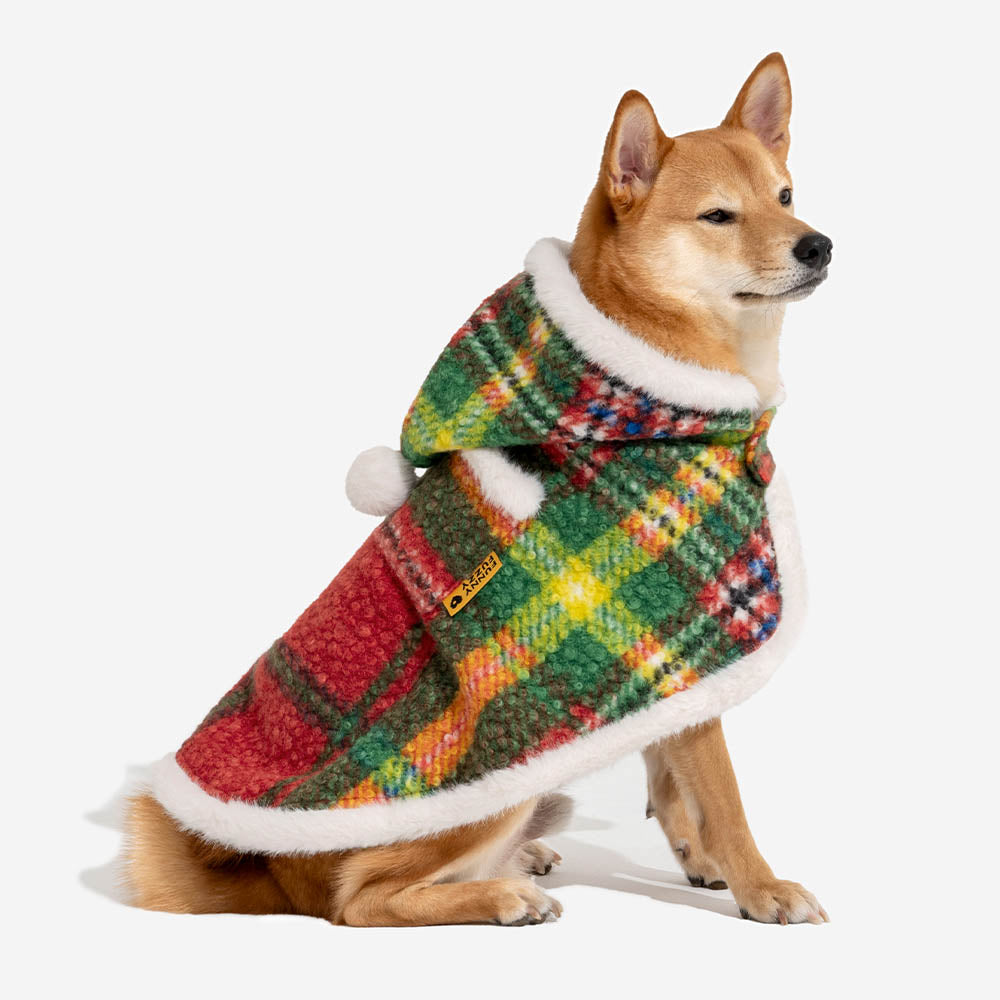 Klassischer Karierter Warmer Poncho für Mensch und Hund - Festliche Begleiter