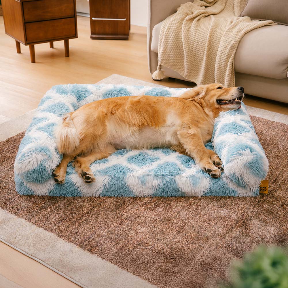 Klassisches orthopädisches Hundesofabett mit Karomuster – gemütlicher Komfort