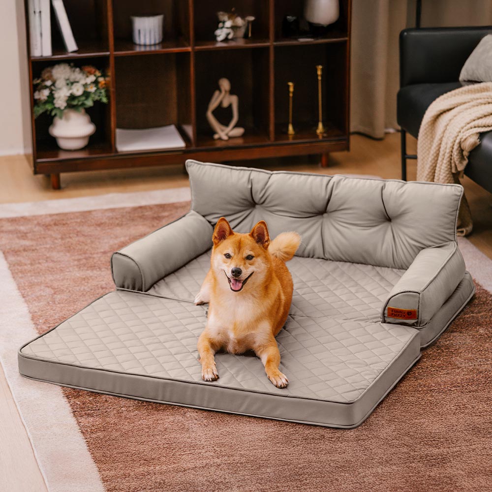 Luxe Kunstleder Faltbares Orthopädisches Großes Hundebett - Outdoor