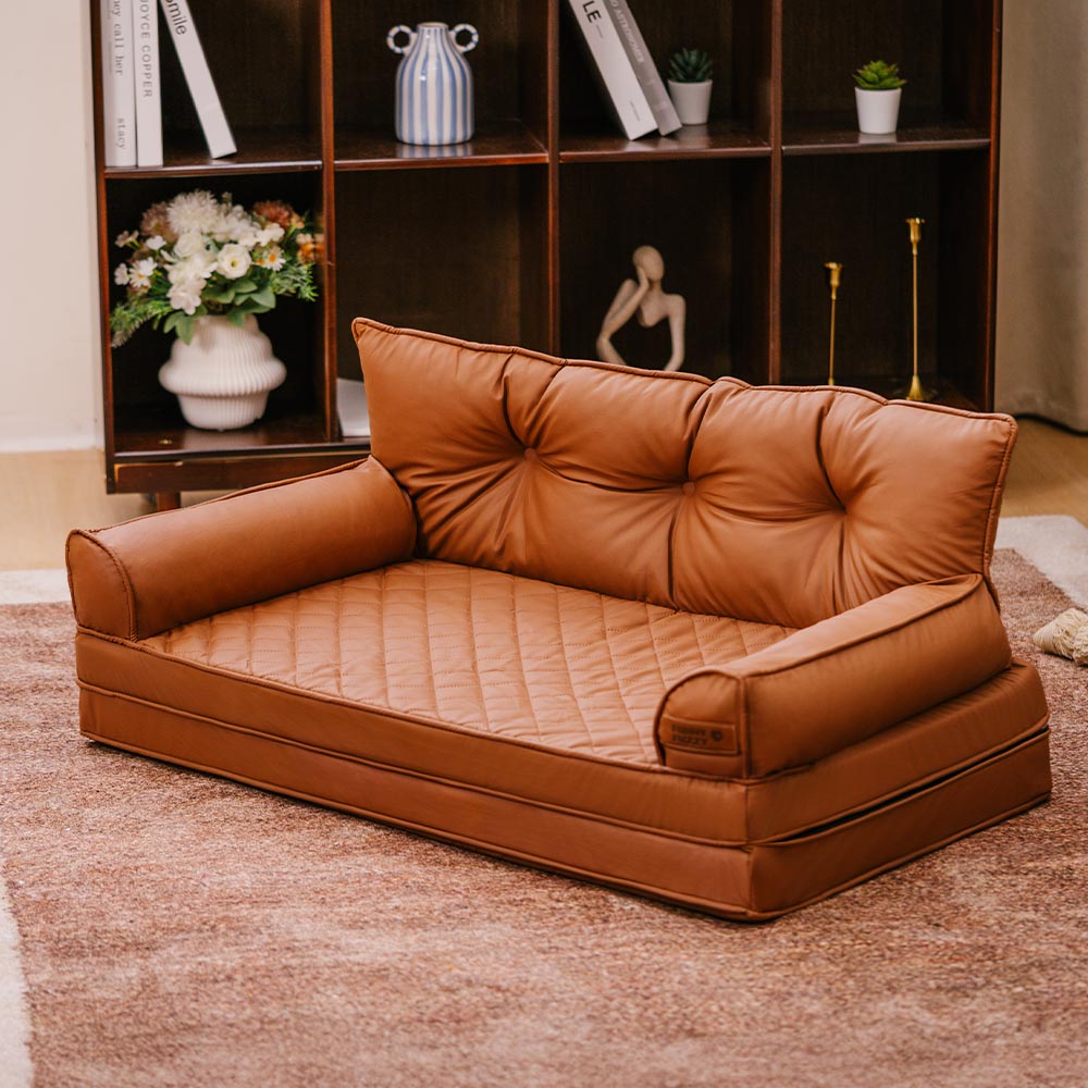 Luxe Kunstleder Faltbares Orthopädisches Großes Hundebett - Outdoor