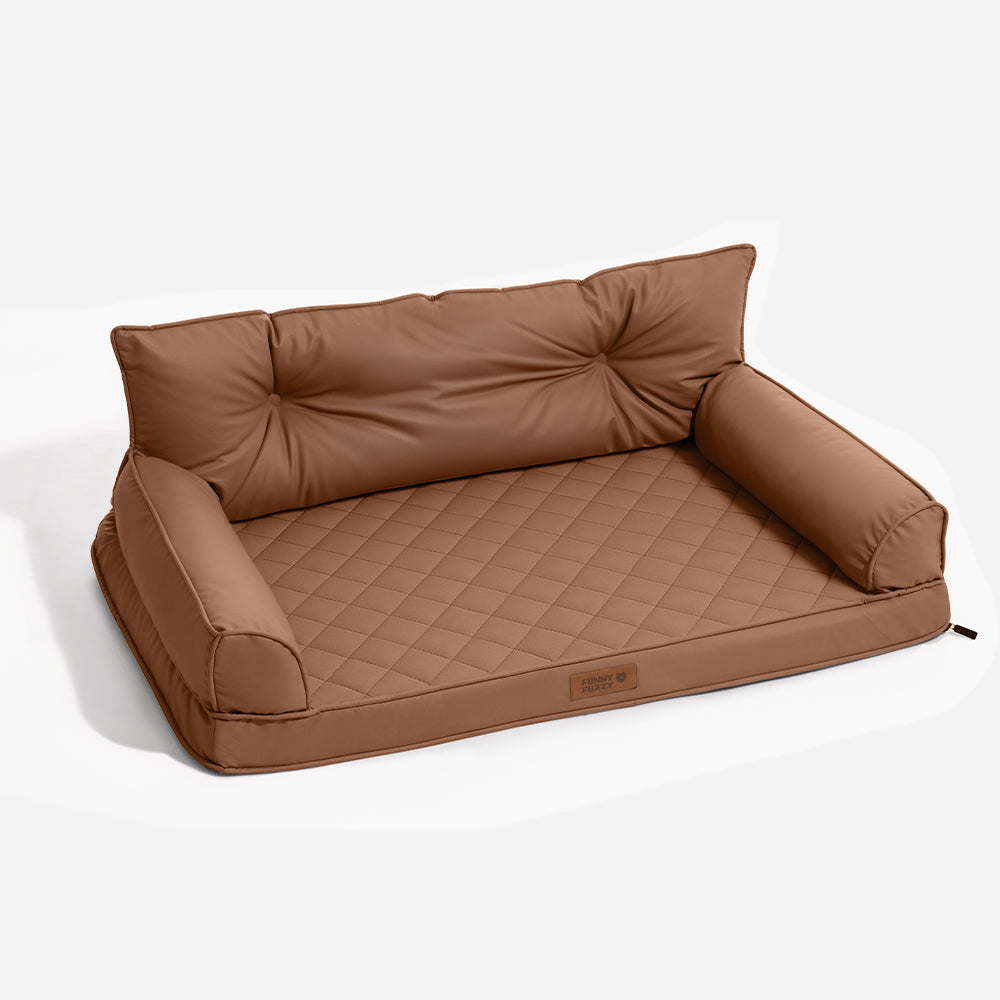 Luxe Kunstleder Faltbares Orthopädisches Großes Hundebett - Outdoor