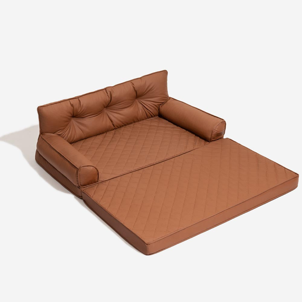 Luxe Kunstleder Faltbares Orthopädisches Großes Hundebett - Outdoor