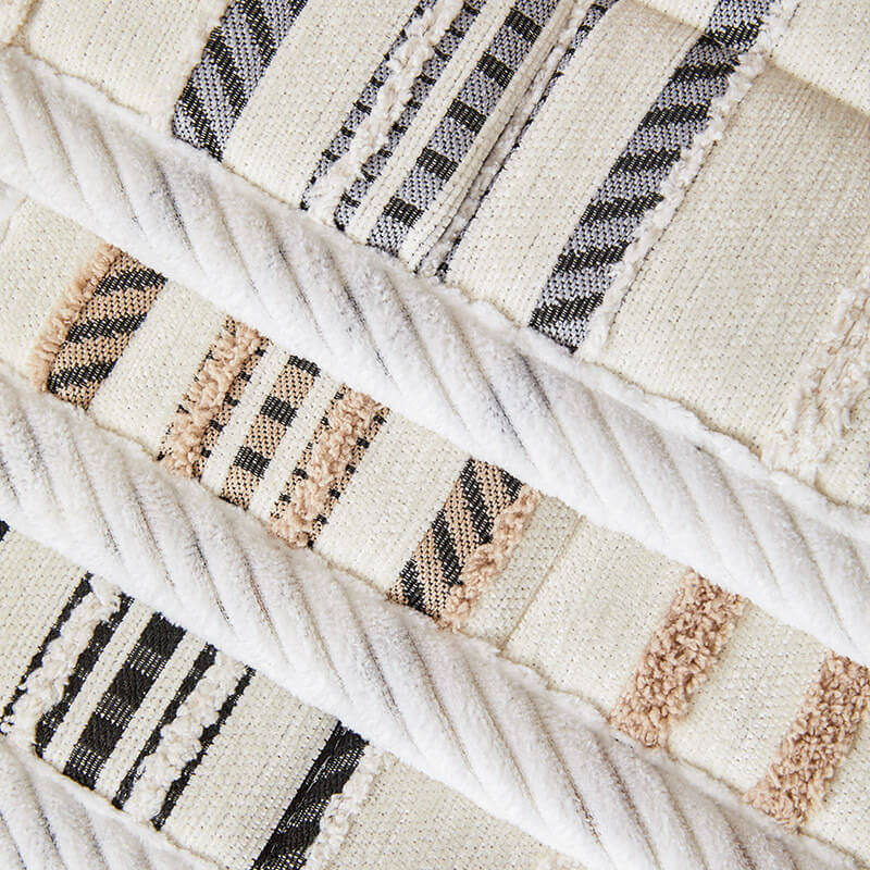 Gemütlicher Chenille gestreifter Plüsch-Sofaschoner, rutschfester Couchschutz für Haustiere