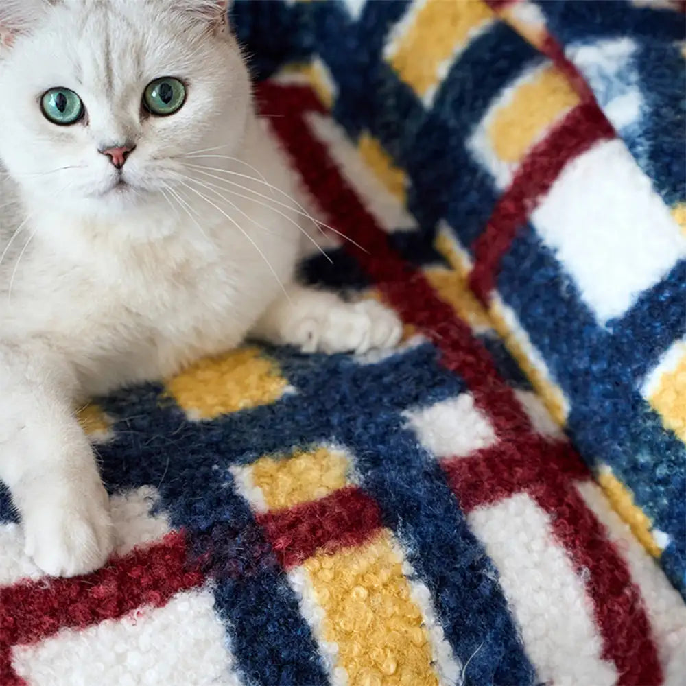 Gemütliches Plaid Faux Lammwoll waschbares Sofa-Bett für Hunde und Katzen - Vintage Modern