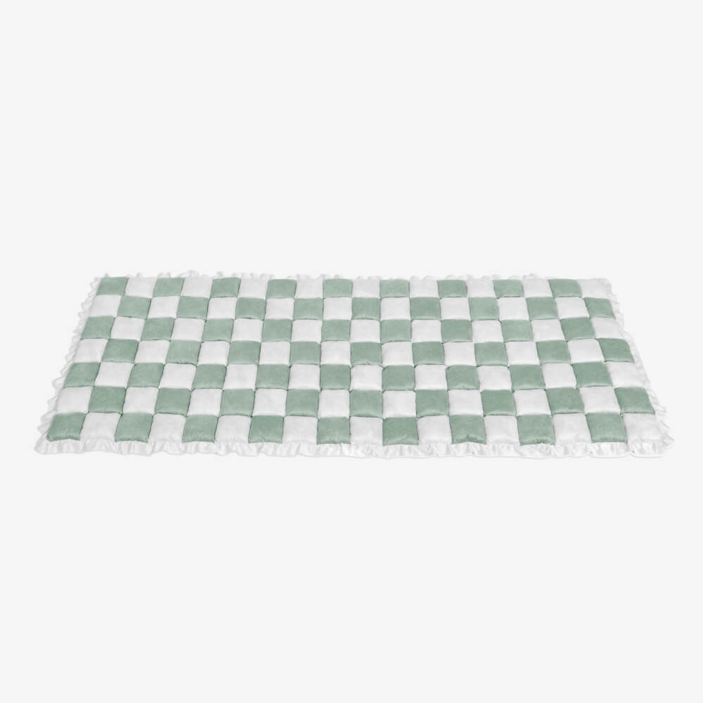 Cremefarbener großer karierten quadratischer fuzzy Haustier Hundematte Bett Ecksofa Couchbezug