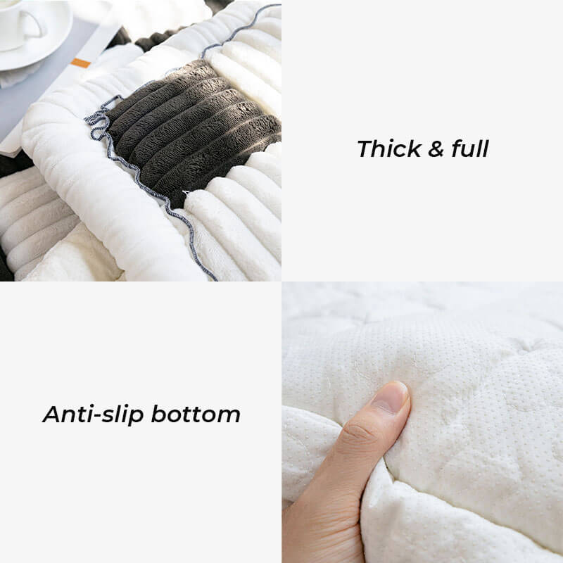 Cremefarbener großer karierten quadratischer fuzzy Haustier Hundematte Bett Ecksofa Couchbezug