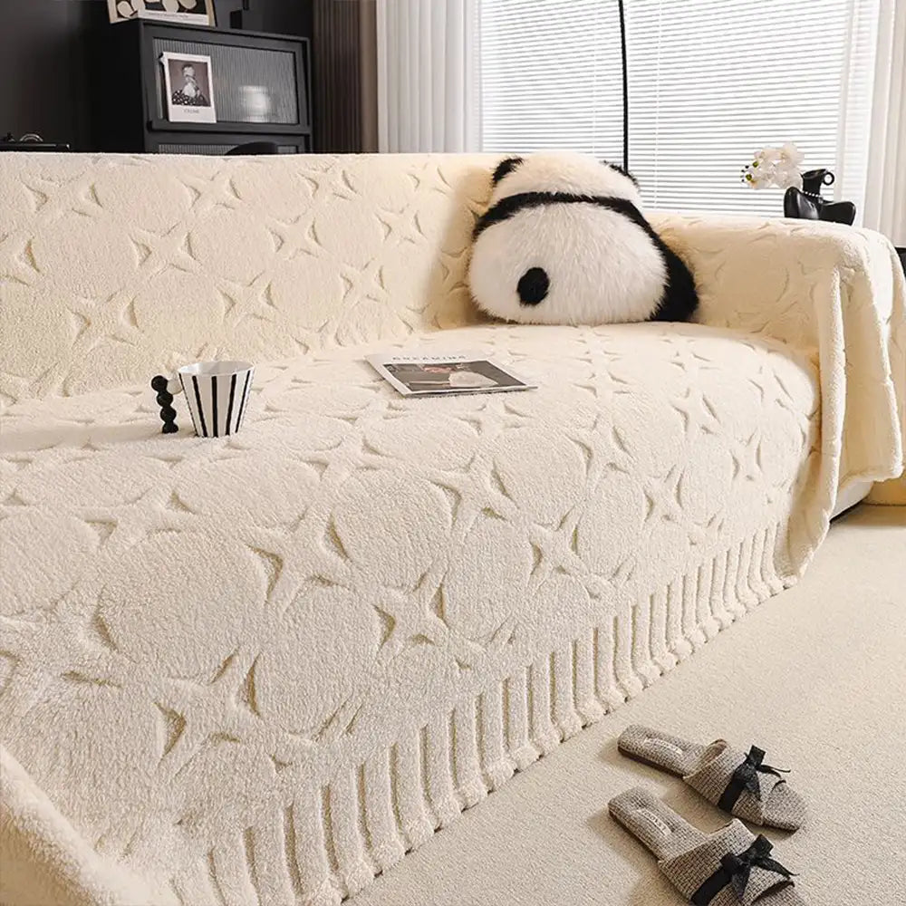 Sofaüberwurf mit Jacquard-Design und cremiger Textur