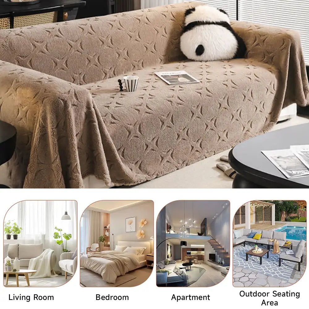 Sofaüberwurf mit Jacquard-Design und cremiger Textur