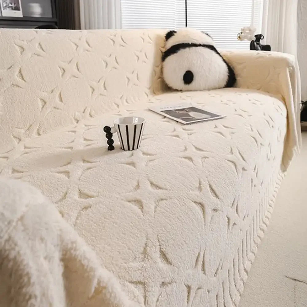 Sofaüberwurf mit Jacquard-Design und cremiger Textur