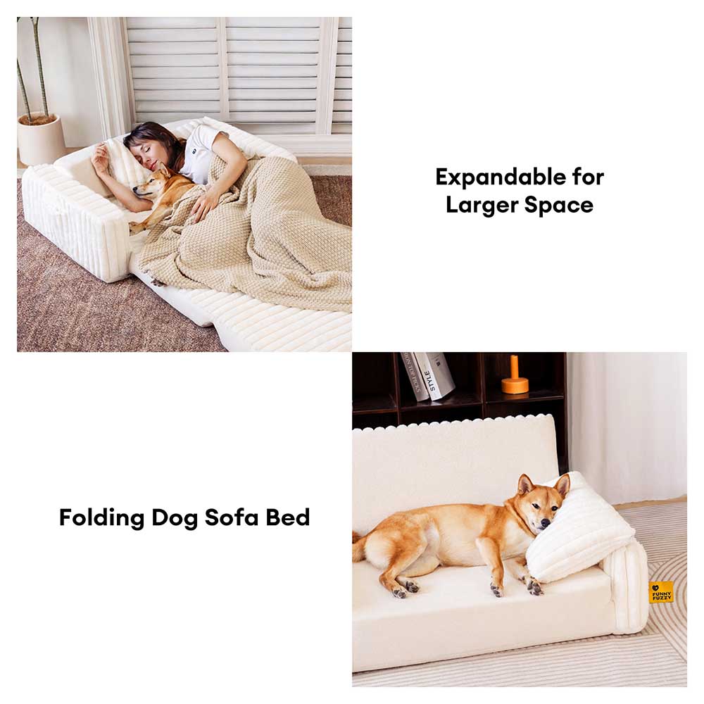 Cremig Flauschiges Orthopädisches Menschen-Hunde-Kissenbett - Erweiterbarer Komfort