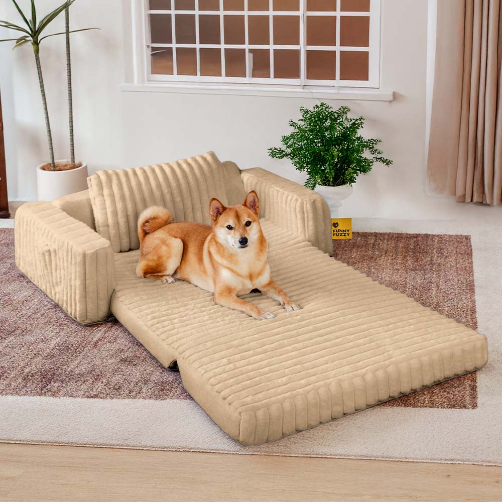 Cremig Flauschiges Orthopädisches Menschen-Hunde-Kissenbett - Erweiterbarer Komfort