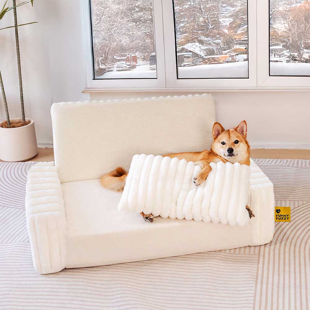 Cremig Flauschiges Orthopädisches Menschen-Hunde-Kissenbett - Erweiterbarer Komfort