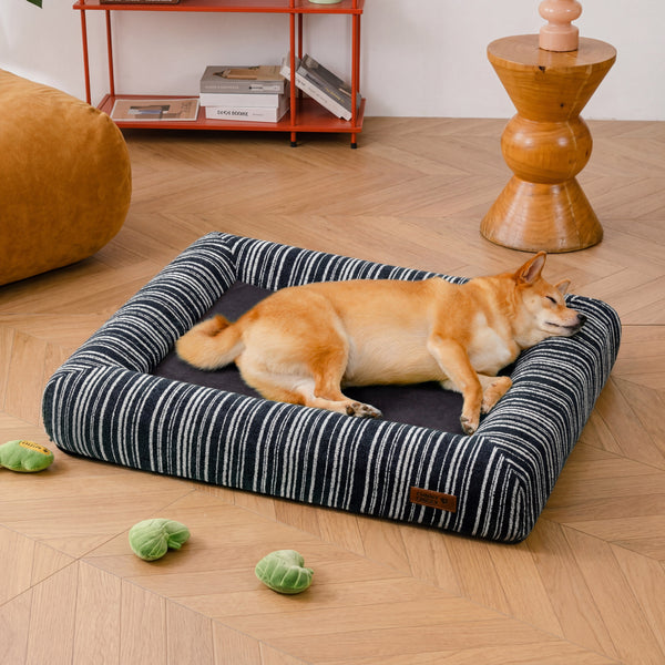 SnugNest Texturierte Streifen Orthopädisches Hundebett für die Hundebox