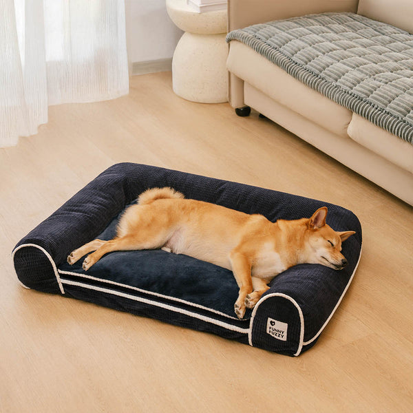 Deluxe-Flanell-Doppelschicht-orthopädisches Eckhundebett