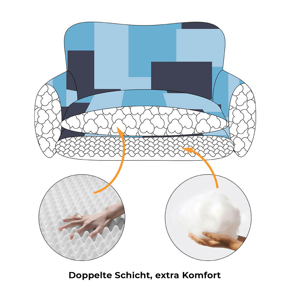 Doppellagiges Haustiersofa im Denim-Patchwork-Stil