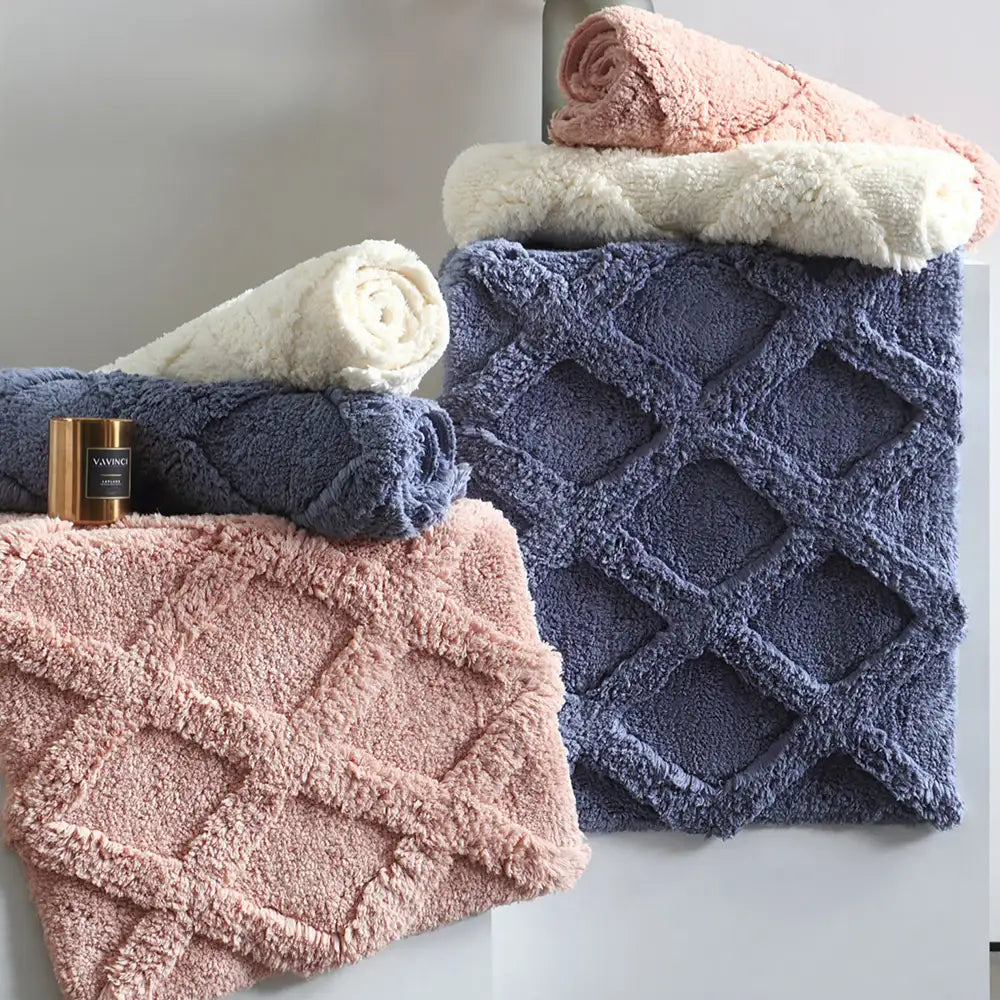 Diamant Plüschdicker absorbierender waschbarer rutschfester Teppich