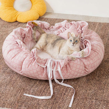 Zugband Waschbare Multifunktionale Runde Katzenbettmatte - Blumennacht-Napper