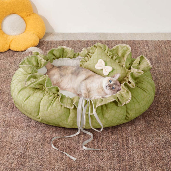 Zugband Waschbare Multifunktionale Runde Katzenbettmatte - Blumennacht-Napper