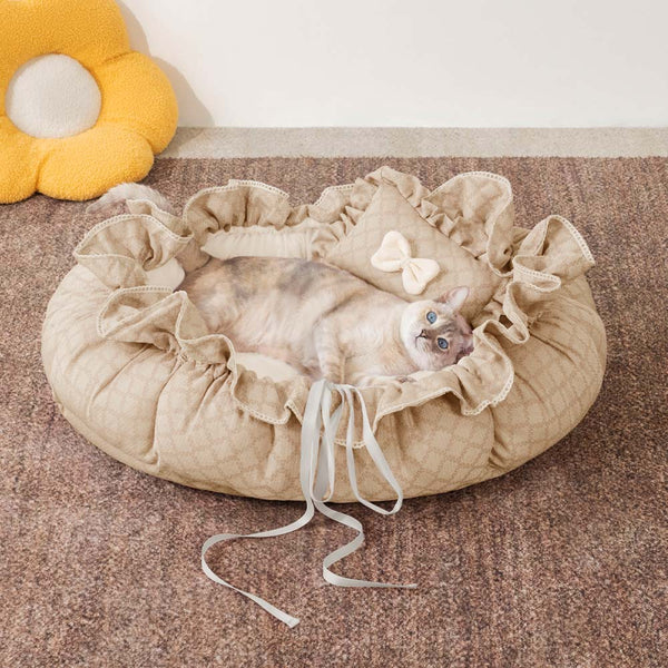 Zugband Waschbare Multifunktionale Runde Katzenbettmatte - Blumennacht-Napper