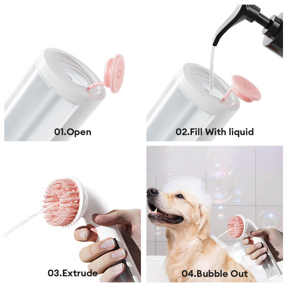 2 in 1 Shampoospender & Massagefrother Hundebadebürste