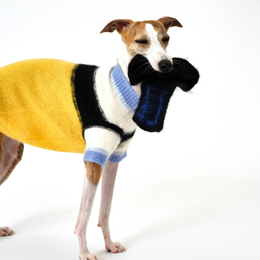 Bunter Weicher Warmer Strickschal aus Mohair für Hunde