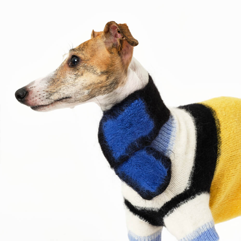 Bunter Weicher Warmer Strickschal aus Mohair für Hunde