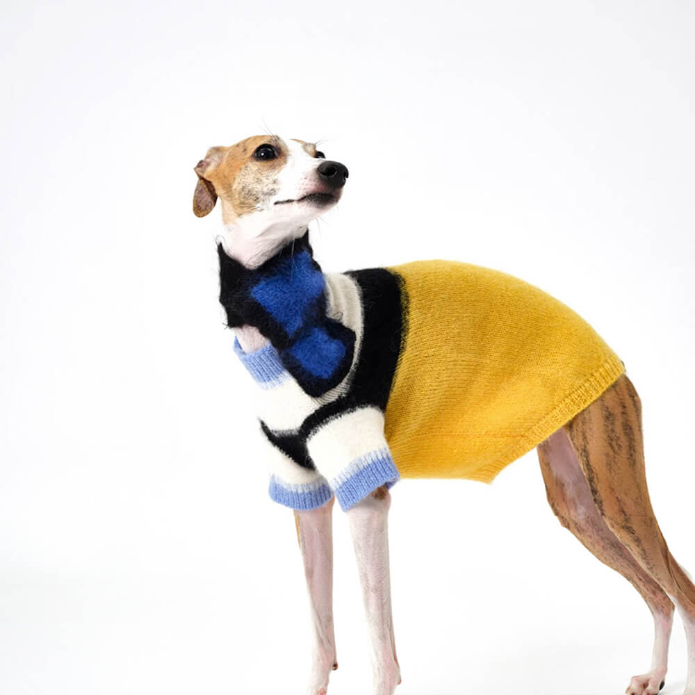 Bunter Weicher Warmer Strickschal aus Mohair für Hunde