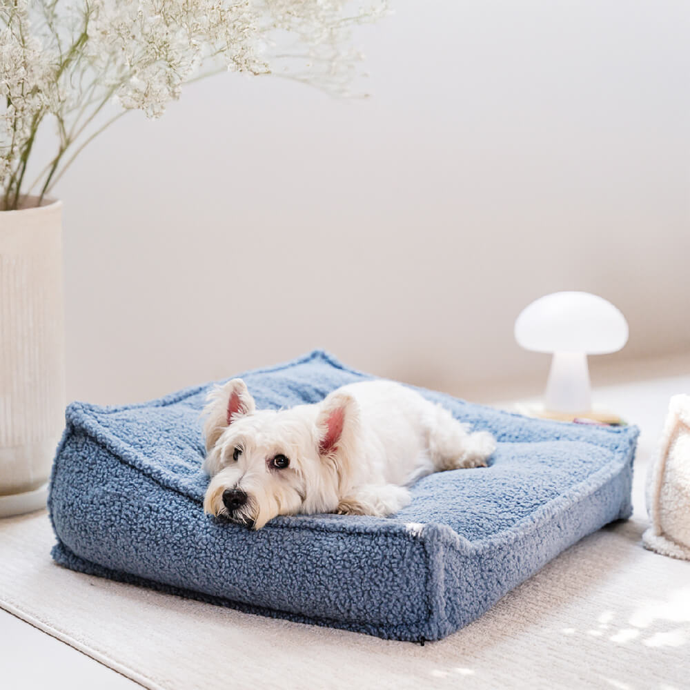 Orthopädisches Wasserdichtes Hunde- und Katzenbett mit Gebogener Stütze aus Teddystoff