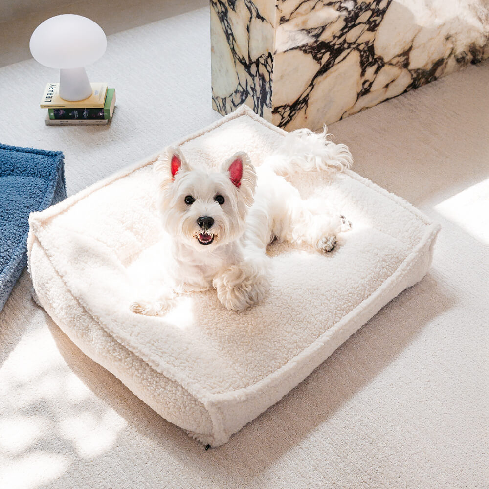 Orthopädisches Wasserdichtes Hunde- und Katzenbett mit Gebogener Stütze aus Teddystoff