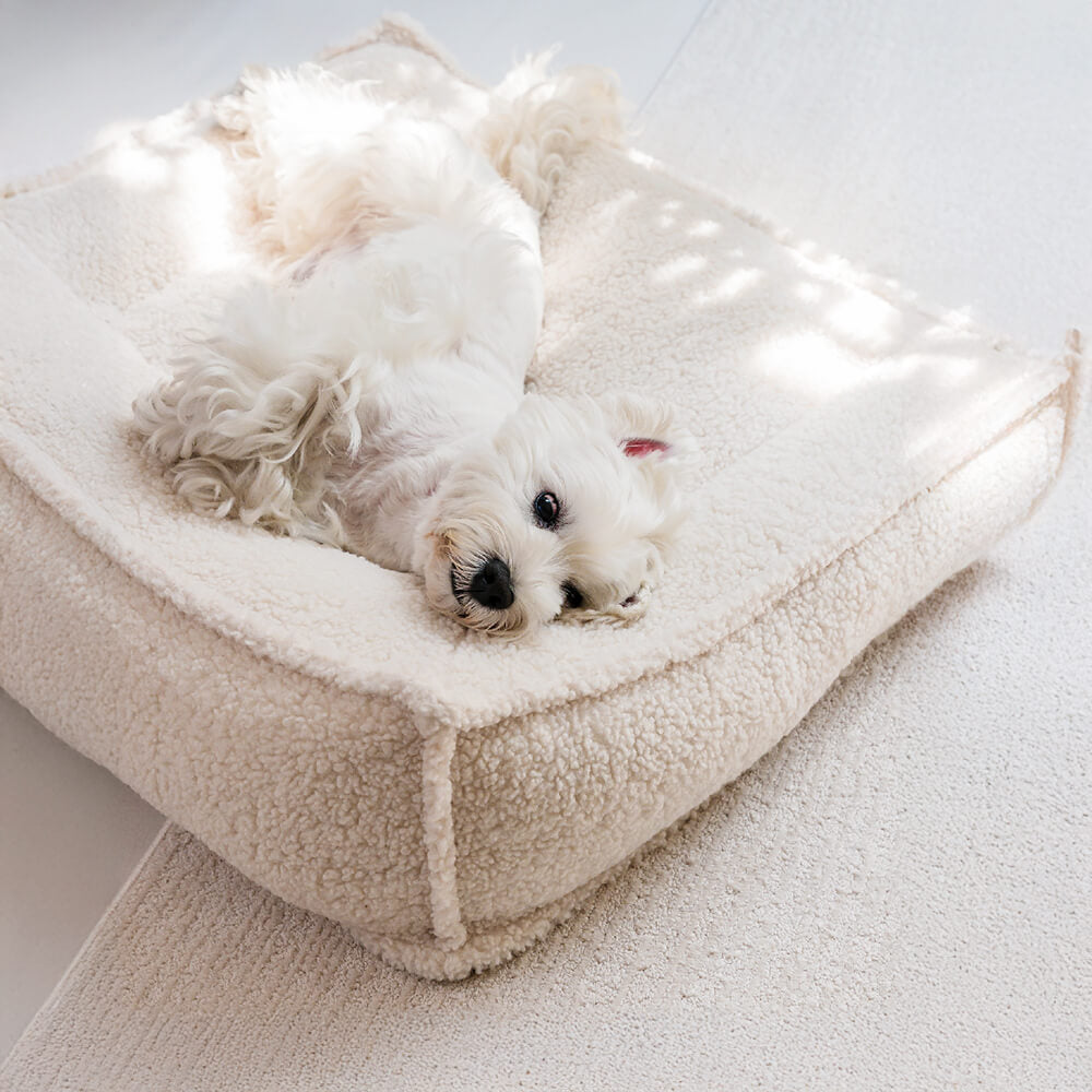 Orthopädisches Wasserdichtes Hunde- und Katzenbett mit Gebogener Stütze aus Teddystoff