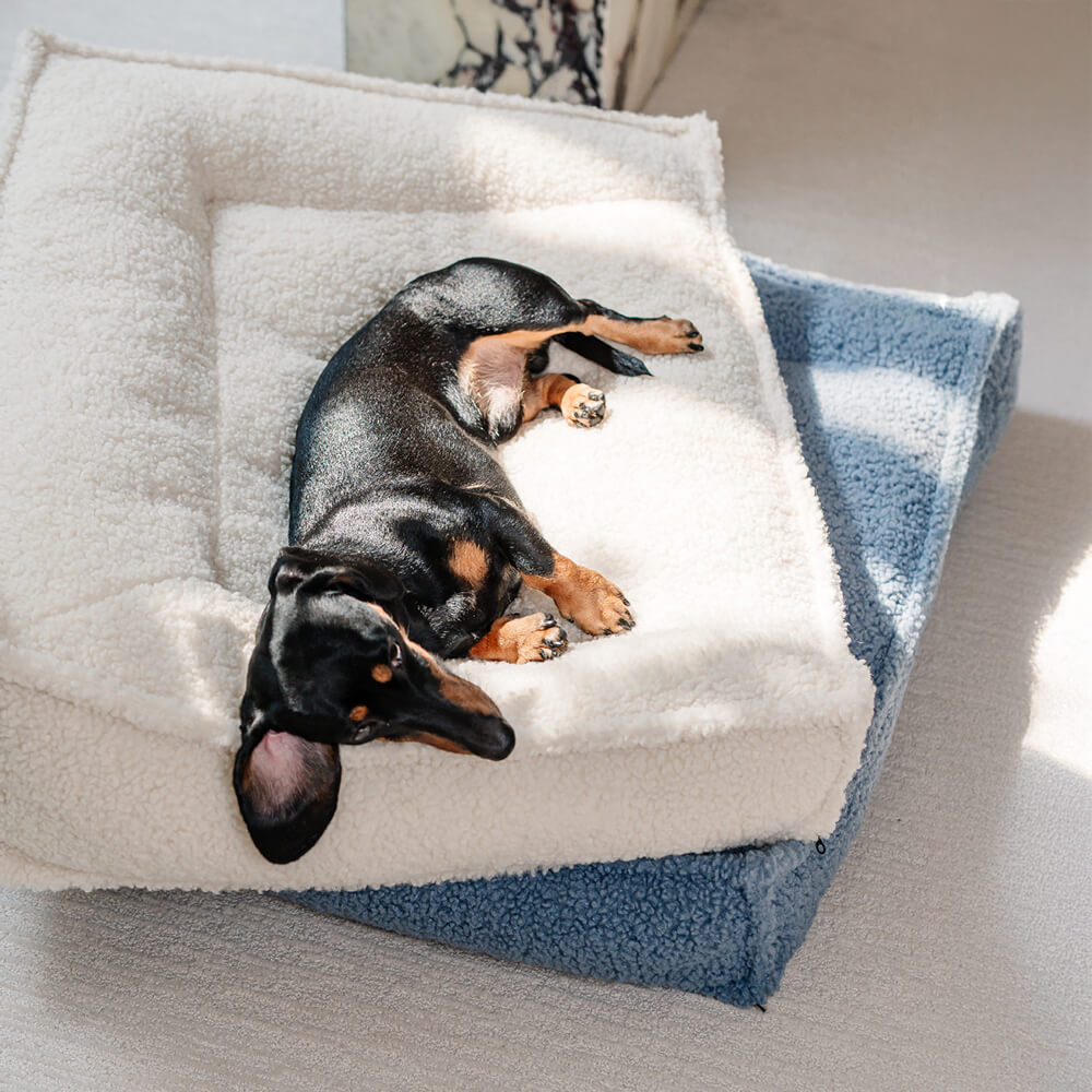 Orthopädisches Wasserdichtes Hunde- und Katzenbett mit Gebogener Stütze aus Teddystoff