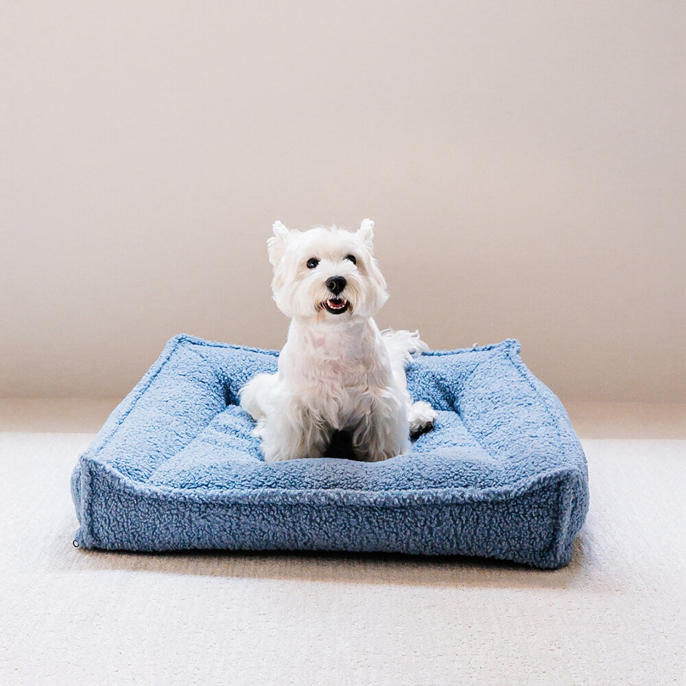 Orthopädisches Wasserdichtes Hunde- und Katzenbett mit Gebogener Stütze aus Teddystoff