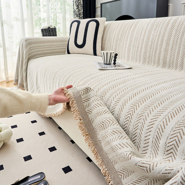 Elegante Fischgrät-Chenille-Textur Decke für Sofa