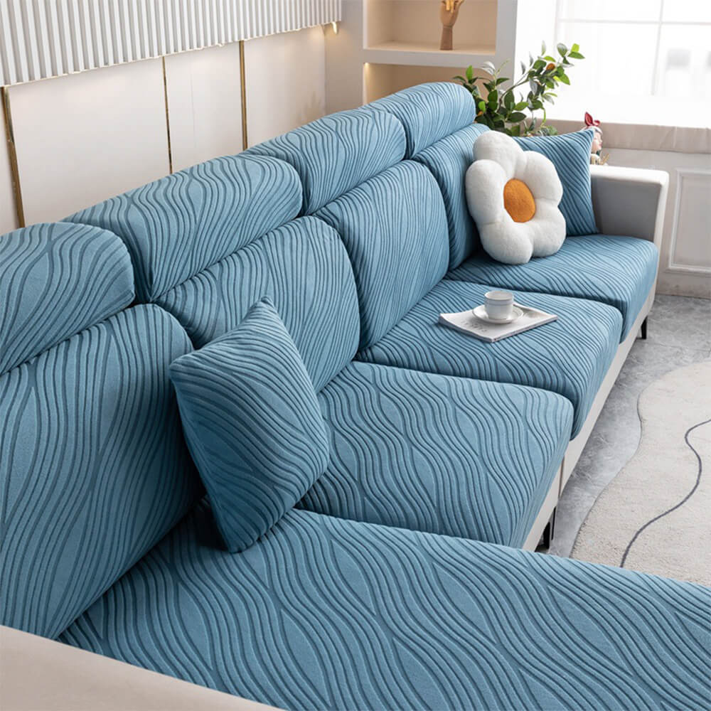 Welle Jacquard Sofa Stretch Anti-Rutsch Vollbezug Magischer Sofabezug