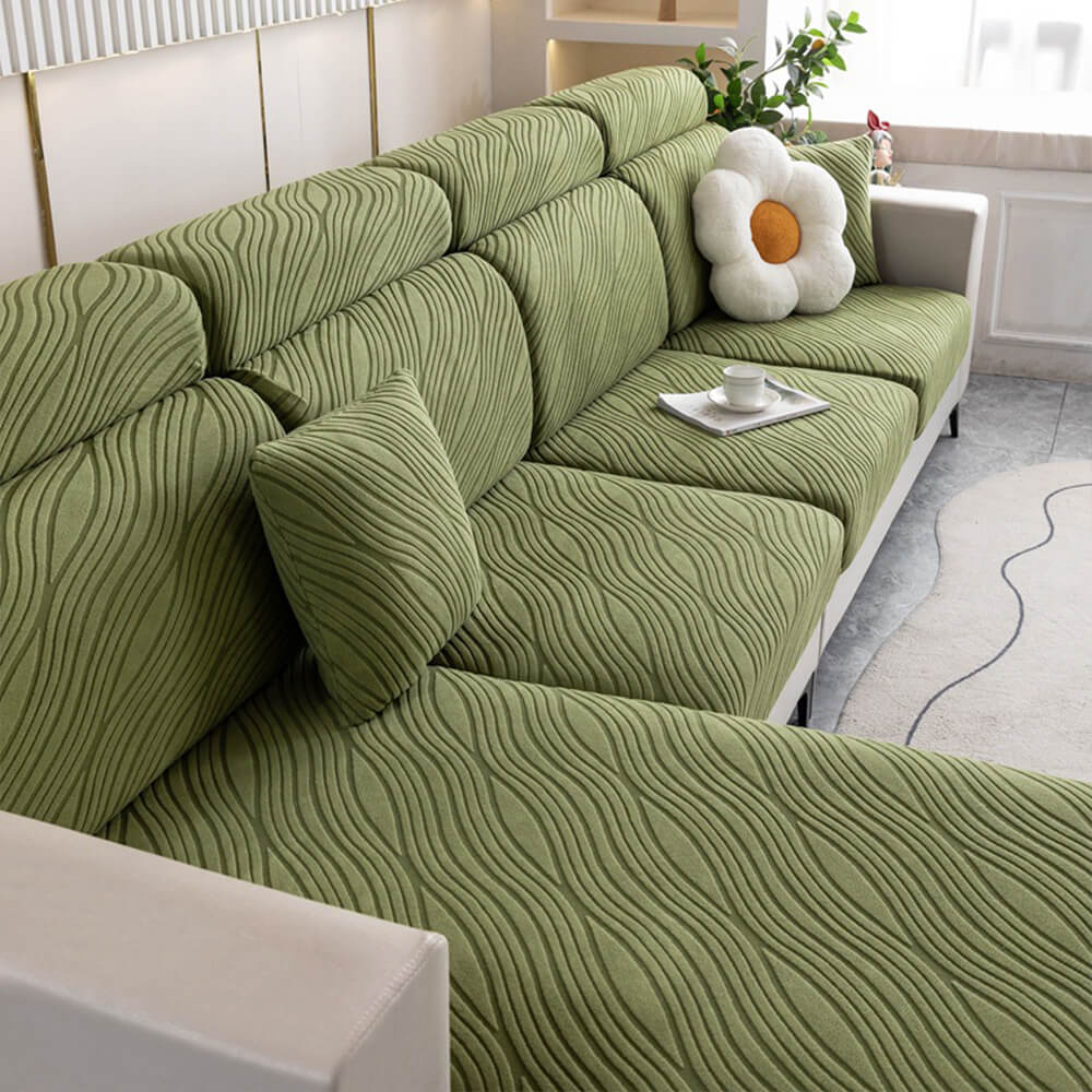 Welle Jacquard Sofa Stretch Anti-Rutsch Vollbezug Magischer Sofabezug