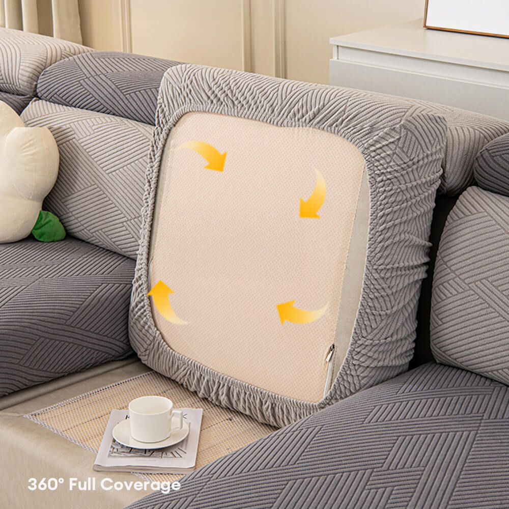 Moderner geometrischer Stretch-Vollbezug Magic Sofabezug