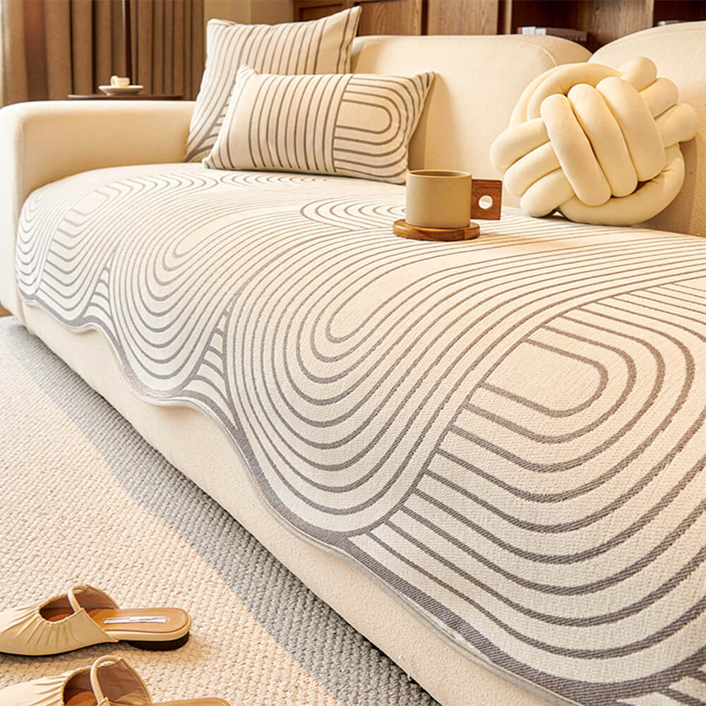 Modern Lines Chenille Künstlerischer Sofa-Schutz Irregulärer Couchbezug