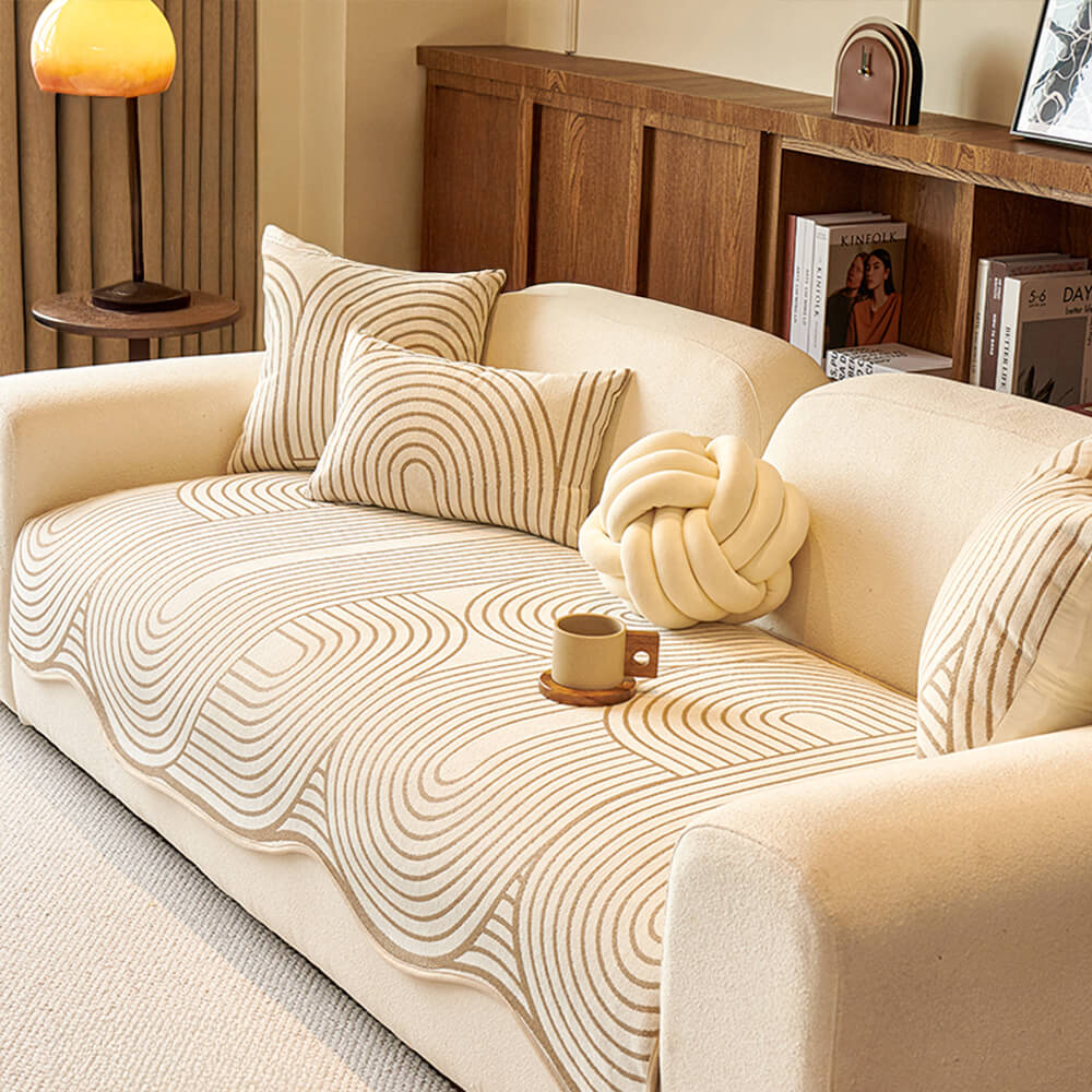 Modern Lines Chenille Künstlerischer Sofa-Schutz Irregulärer Couchbezug