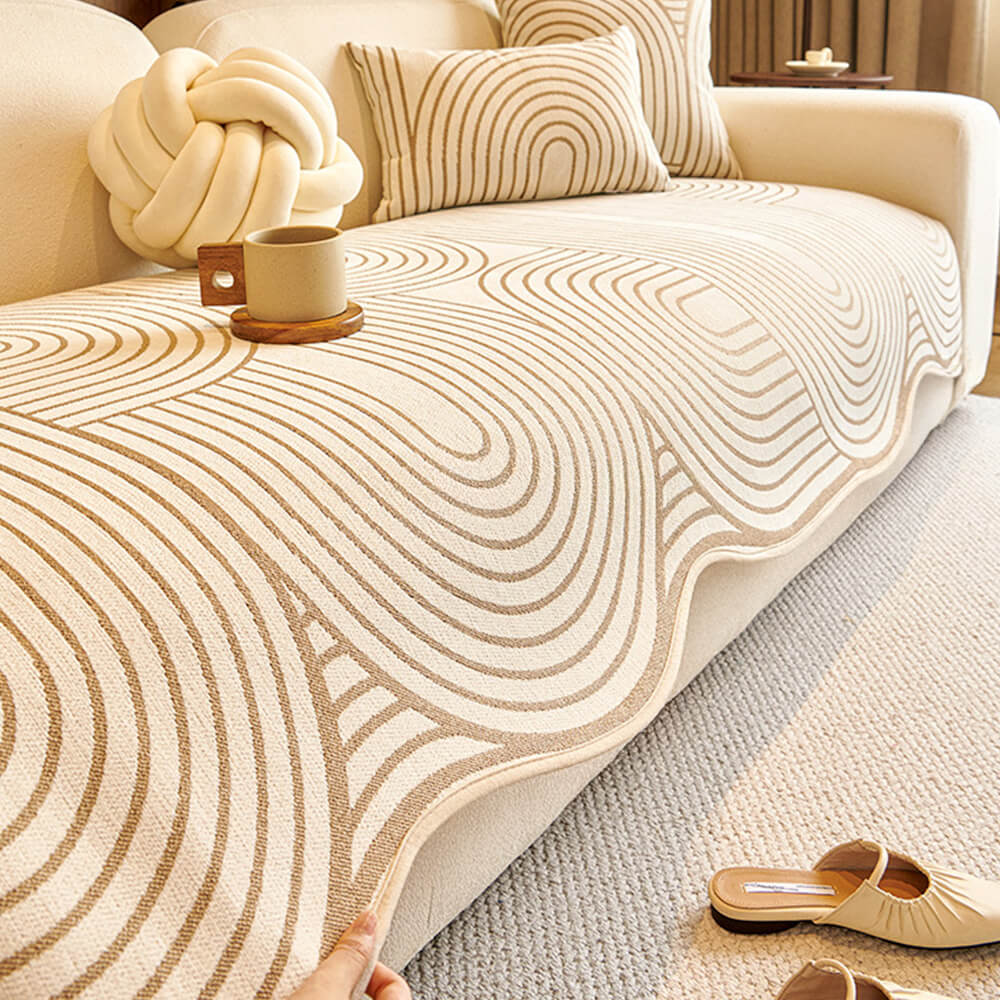 Modern Lines Chenille Künstlerischer Sofa-Schutz Irregulärer Couchbezug