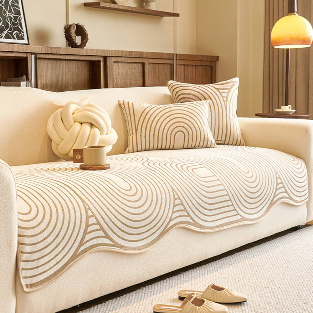 Modern Lines Chenille Künstlerischer Sofa-Schutz Irregulärer Couchbezug