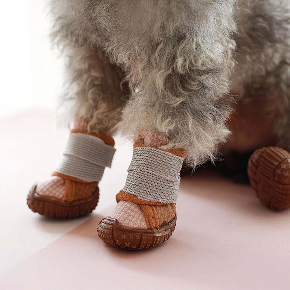 Mit Plüsch gefütterte Wasserdichte Langlebige Rutschfeste Hundestiefel mit Klettverschluss