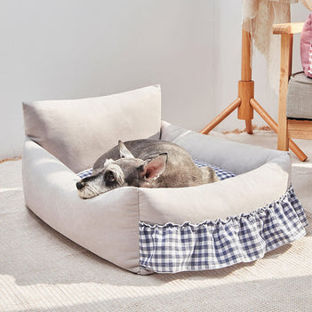 Stylisches Rüschendes Verstärktes Rückenpolster Waschbares Hunde- & Katzen-Sofabett