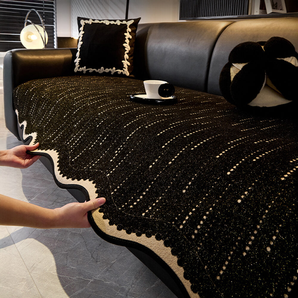 Modischer Chenille Anti-Kratzer Elegante Wellenförmige Couchabdeckung