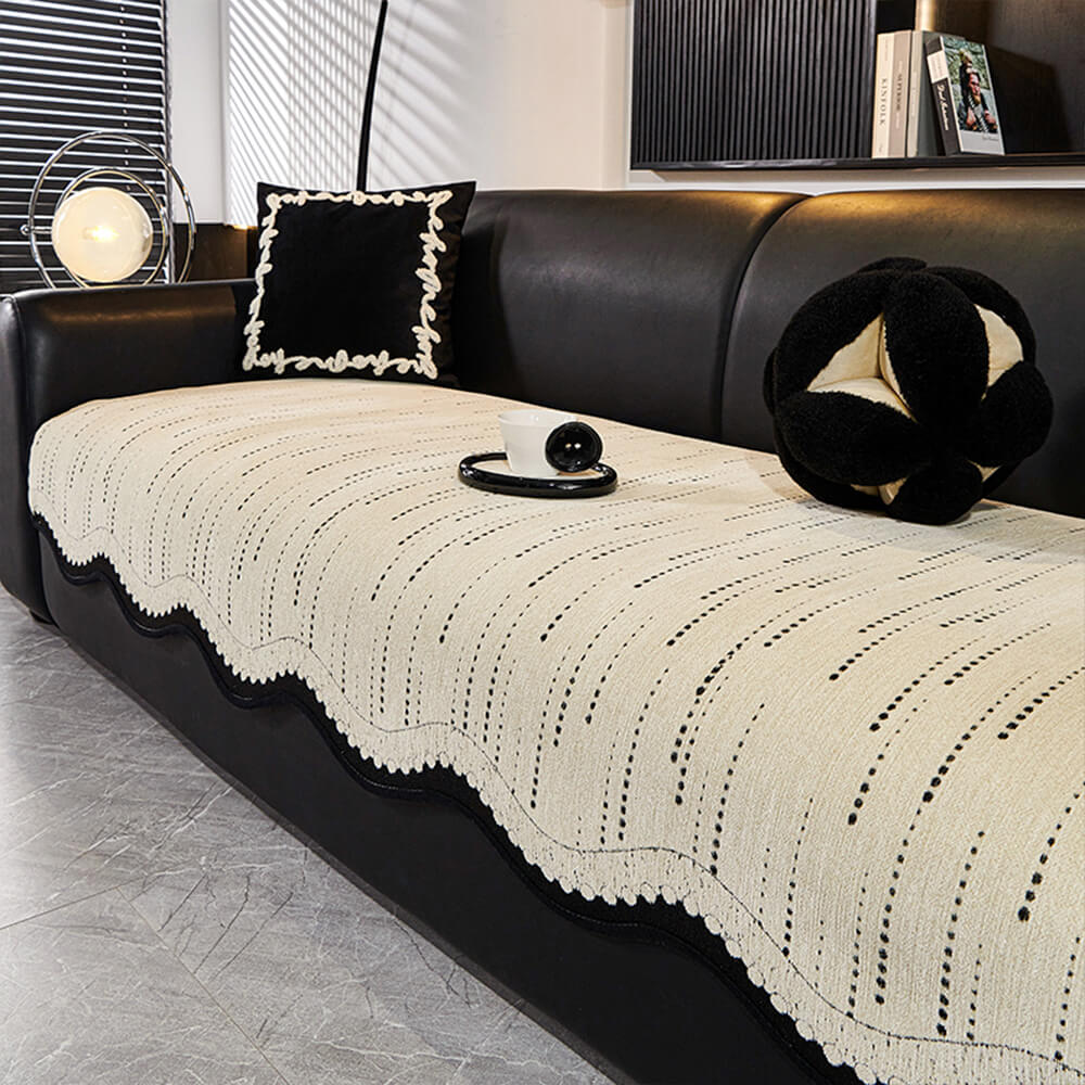 Modischer Chenille Anti-Kratzer Elegante Wellenförmige Couchabdeckung