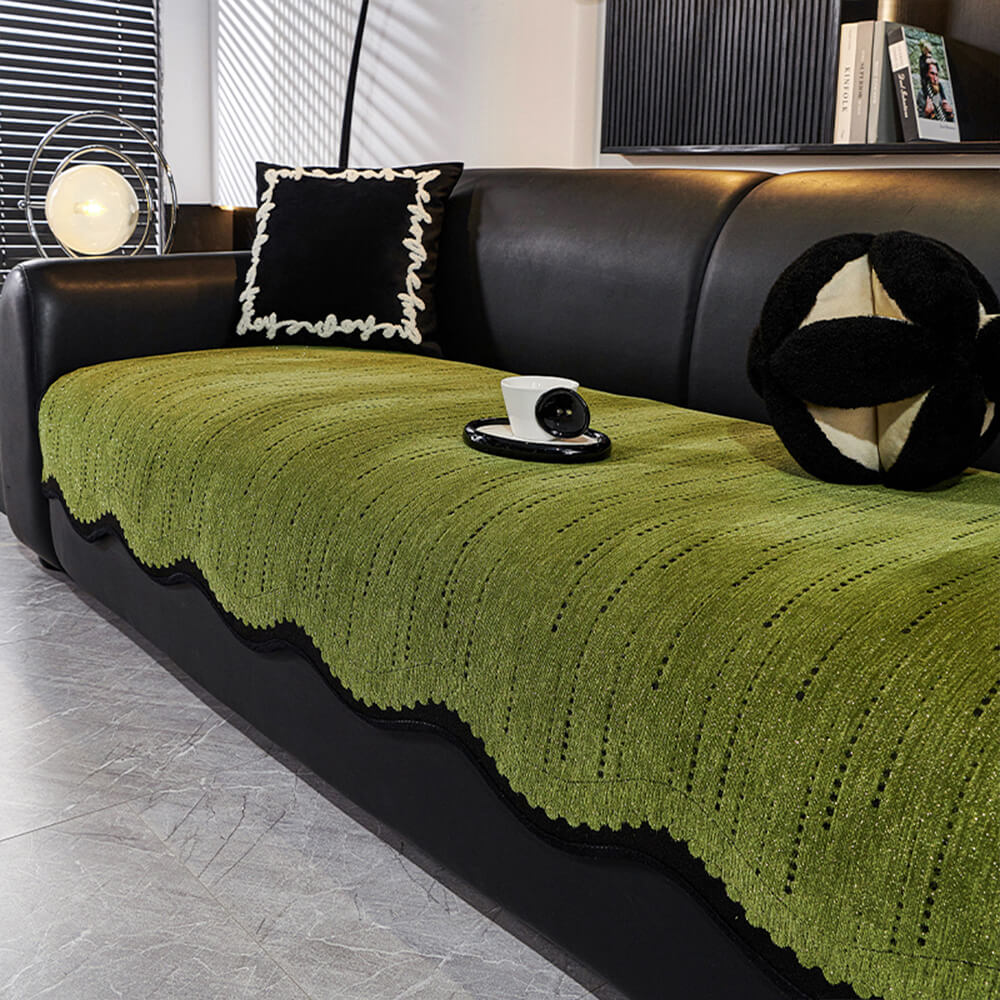 Modischer Chenille Anti-Kratzer Elegante Wellenförmige Couchabdeckung