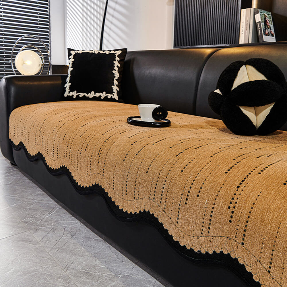 Modischer Chenille Anti-Kratzer Elegante Wellenförmige Couchabdeckung