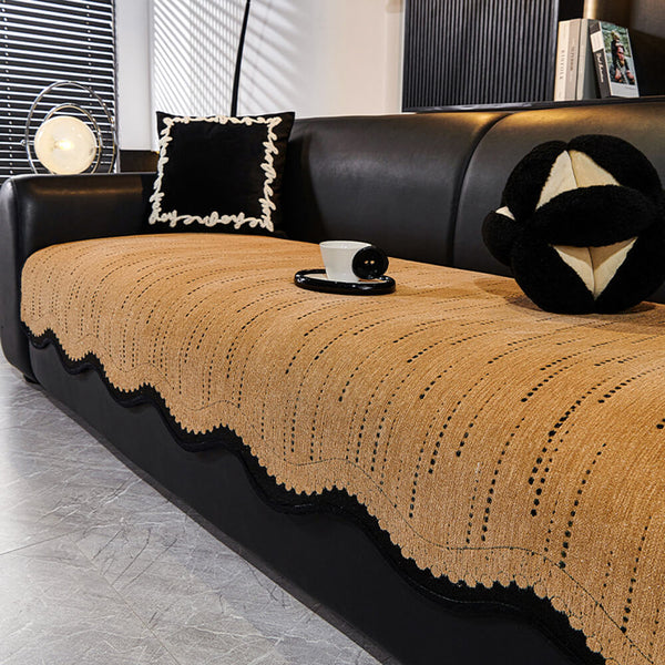 Modischer Chenille Anti-Kratzer Elegante Wellenförmige Couchabdeckung