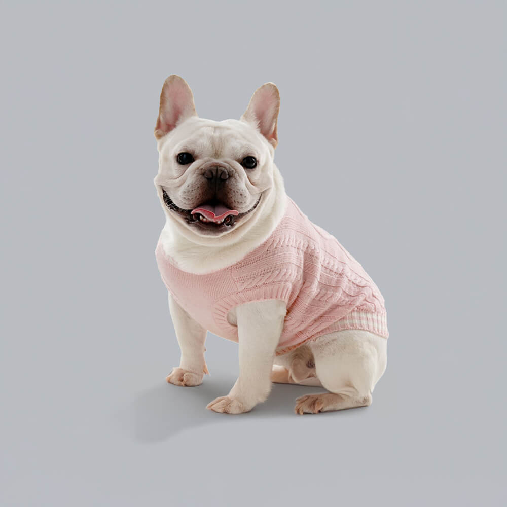 Trendy V-Ausschnitt Argyle Strick Dehnbar warm Hunde & Katzen Pullover