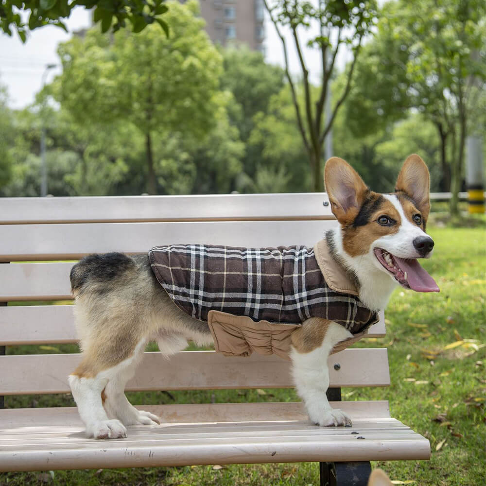 Ultrawarme Karierte Rollkragen-Hundejacke mit hautfreundlichem Klettverschluss