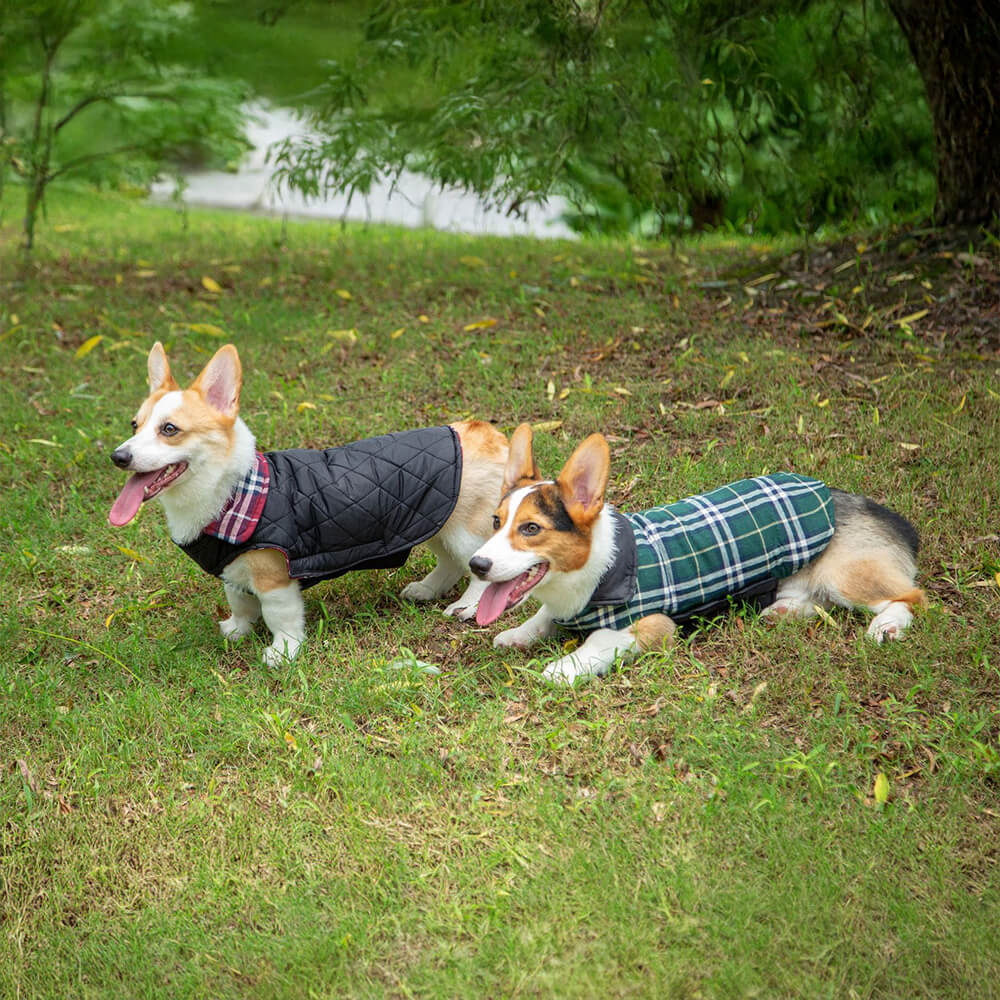 Ultrawarme Karierte Rollkragen-Hundejacke mit hautfreundlichem Klettverschluss